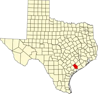 Map of Texas highlighting Jackson County