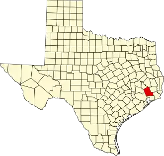 State map highlighting Liberty County