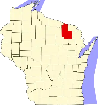 Map of Wisconsin highlighting Forest County