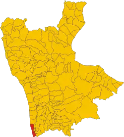 Location of Amantea within the province of Cosenza