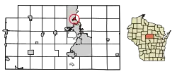Location of Brokaw in Marathon County, Wisconsin.