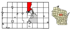Location of Village of Maine in Marathon County, Wisconsin.