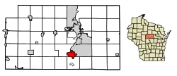 Location of Mosinee in Marathon County, Wisconsin.