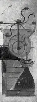 Marcel Duchamp, 1911, Coffee Mill (Moulin à café), oil and graphite on board, 33&nbsp;cm ×&nbsp;12.7&nbsp;cm (13.0&nbsp;in ×&nbsp;5.0&nbsp;in), Tate, London