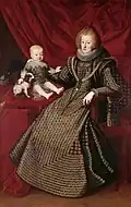 Infantin Maria Anna, Kaiserin, in ganzer Figur mit ihrem erstgeborenen Sohn Ferdinand (1634), Anonymous, Kunsthistorisches Museum, Vienna.