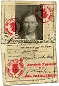 Wartime identity papers of Miriam Kohany with her photo and the name of Maria Grabowska, archive of Ewa Kuryluk.