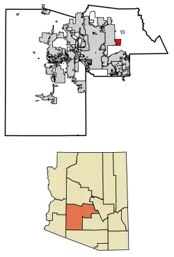 Location of Fountain Hills in Maricopa County, Arizona