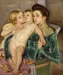 A painting of nude children dancing in a garden