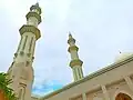The mosque's two minarets