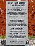 The memorial plaque that was added to the memorial in 2010