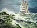 Mercator in the North Sea, painting by Freddy Van Daele (Hosdent&nbsp;[fr]-Latinne, Belgium)