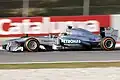 Lewis Hamilton driving the Mercedes F1 W04 at the 2013 Barcelona pre season test.