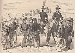 Uniforms of officers and soldiers of the Belgian regiment: bodyguards of Empress Charlotte.