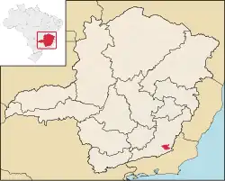 Location of the municipality in Minas Gerais