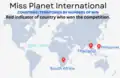Countries and Territories that won the title at Miss Planet International.