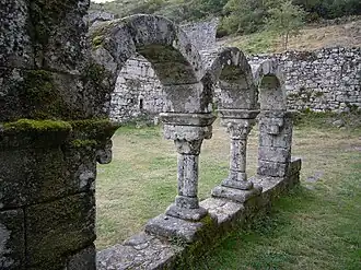 Ruined cloisters of Pitões das Júnias Monastery, dating back to the early 9th century.