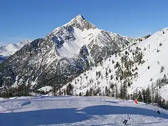 A view of Mont Chaberton in Montgenèvre