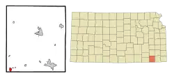 Location within Montgomery County and Kansas