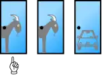 Player has picked Door 1 and the car is behind Door 3
