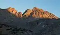 Sunset on Aperture Peak (left) and Mt. Agassiz