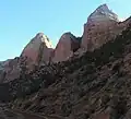 Mountain of the Sun (left) seen from SW with Twin Brothers (right)
