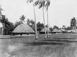 Architecture of Samoa, traditional houses (fale) in Mulinuʻu, circa 1900s.