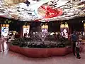 Water fountain at the center of Museum Perjuangan Indonesia, with a large LED ceiling screen