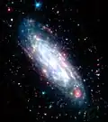 NGC 3198 imaged by the Spitzer Space Telescope