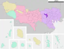 Location of Nakano in Tokyo