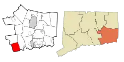 Old Lyme's location within New London County and Connecticut