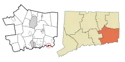 Stonington's location within New London County and Connecticut