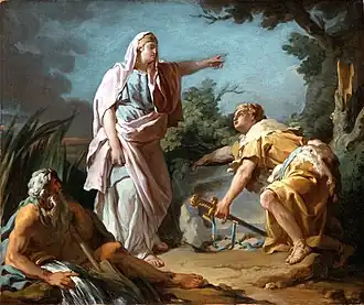 Aethra Showing her Son Theseus the Place Where his Father had Hidden his Arms by Nicolas-Guy Brenet (1768)