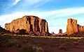 Looking north through Monument Valley's North Window Viewpoint. South aspect of Elephant Butte to the left.