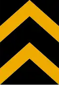 Lanes diverge either side of the marker Used mainly on high-speed roads.