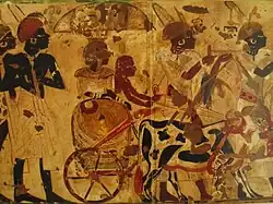 Nubians bringing tribute for King Tut, Tomb of Huy