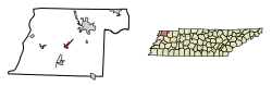 Location of Troy in Obion County, Tennessee.