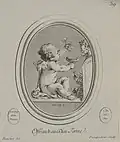 Offering to the God Terme (or Terminus); engraved print by Madame de Pompadour of a drawing by Boucher, after an engraved gemstone by Guay c. 1755.