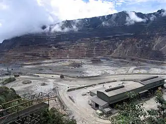 Large stepped mine cut into a mountainside
