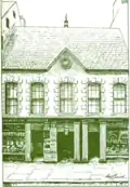 A sketch of a photograph of the previous guildhall, shortly before its demolition in 1907