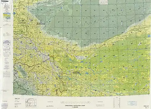 From the Operational Navigation Chart; map including Hotan Prefecture area (DMA, 1980)[d]