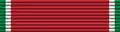 A ribbon 1/18 green, 1/18 white 14/18 red, 1/18 white and 1/18 green.
