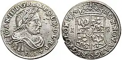 Coin of Grand Duke John III Sobieski with Vytis (Waykimas) and the Polish Eagle, 1684