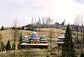 Oriavchyk. Church and bell tower of the Epiphany Church.