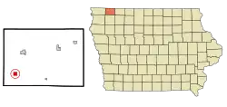 Location of Ashton, Iowa