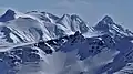 Overlord Mountain (upper left), Diavolo Peak (center, top), Cheakamus Mountain (right), Helm Horn (foreground)