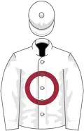 White, maroon circle