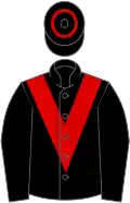 Black, red chevron and hoop on cap