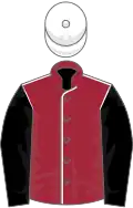 MAROON,white seams, black sleeves, white cap