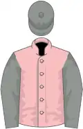 Pink, grey sleeves and cap
