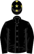 Black, yellow stars on cap